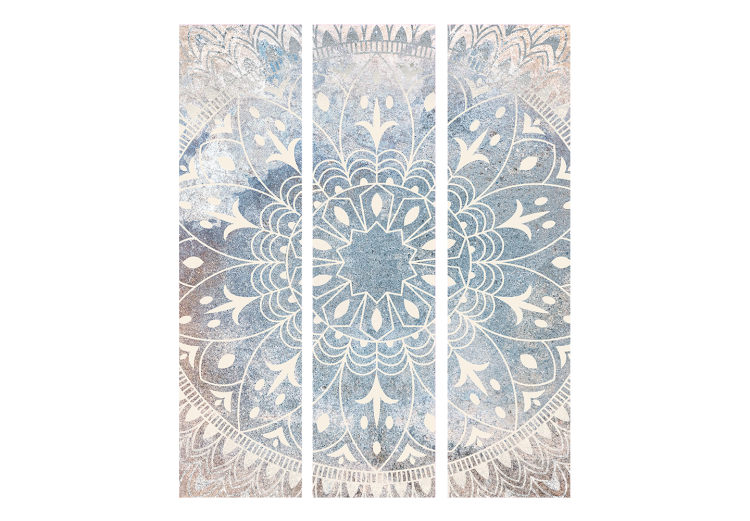 Room Divider Screen Mandala - Bright Cream-Colored Ornament on a Blue Background [Room Dividers] 151741 additionalImage 3