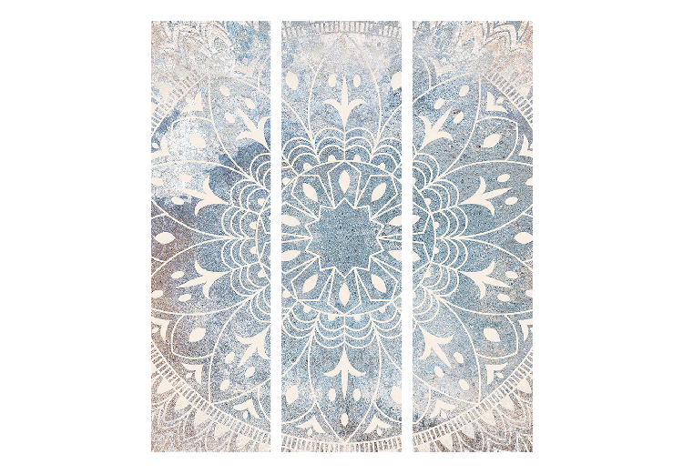 Room Divider Screen Mandala - Bright Cream-Colored Ornament on a Blue Background [Room Dividers] 151741 additionalImage 7