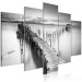 Canvas Bridge on the Lake - Black and White Landscape With Water Against the Background of the Sunset 151841 additionalThumb 2