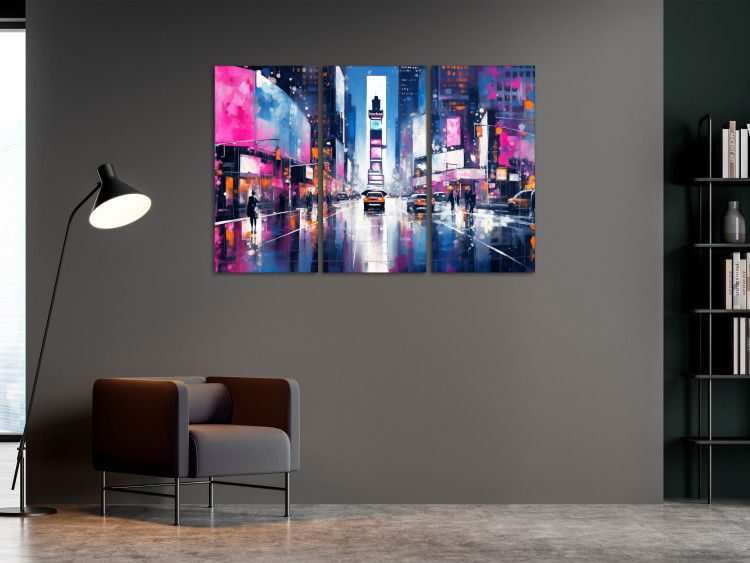 Canvas Art Print New York - Urban Lights Reflecting the Pink Shades of Night 151941 additionalImage 3