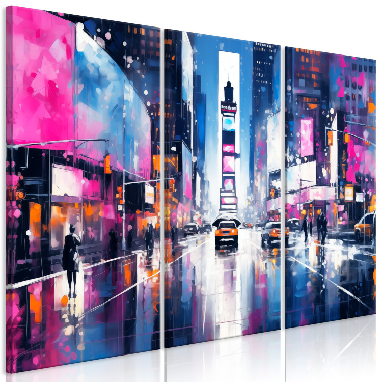 Canvas Art Print New York - Urban Lights Reflecting the Pink Shades of Night 151941 additionalImage 2