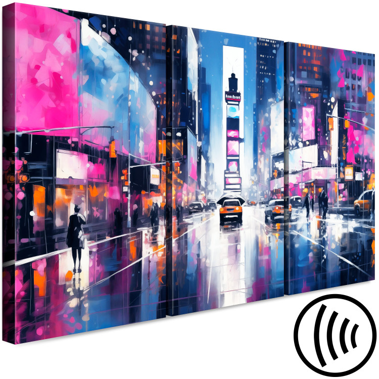 Canvas Art Print New York - Urban Lights Reflecting the Pink Shades of Night 151941 additionalImage 6