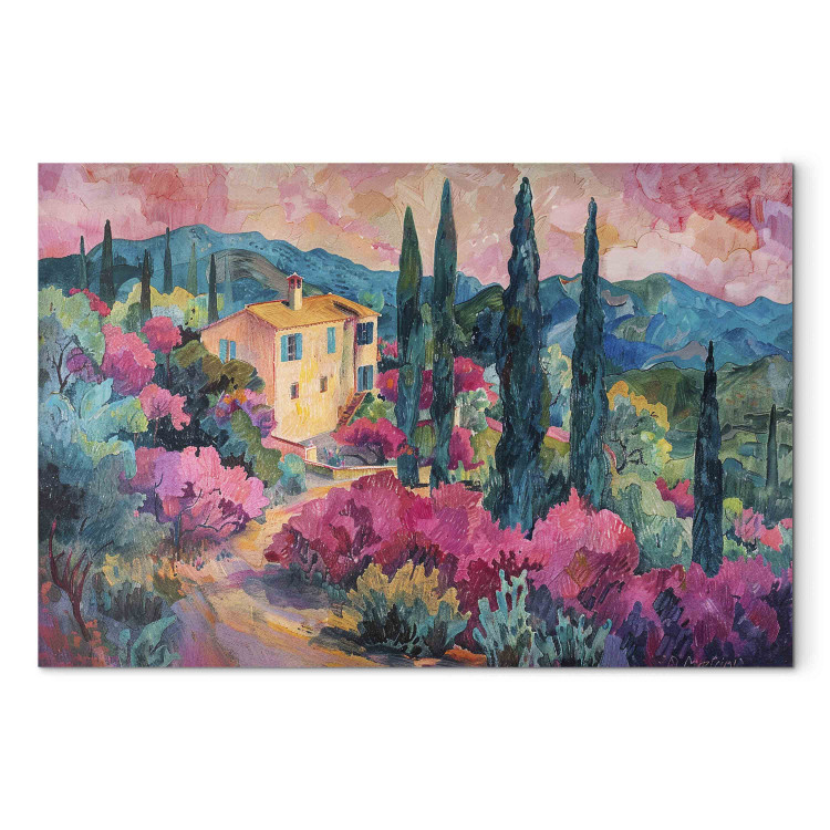 Canvas Print Pink Landscape - Composition With Mediterranean View 159941