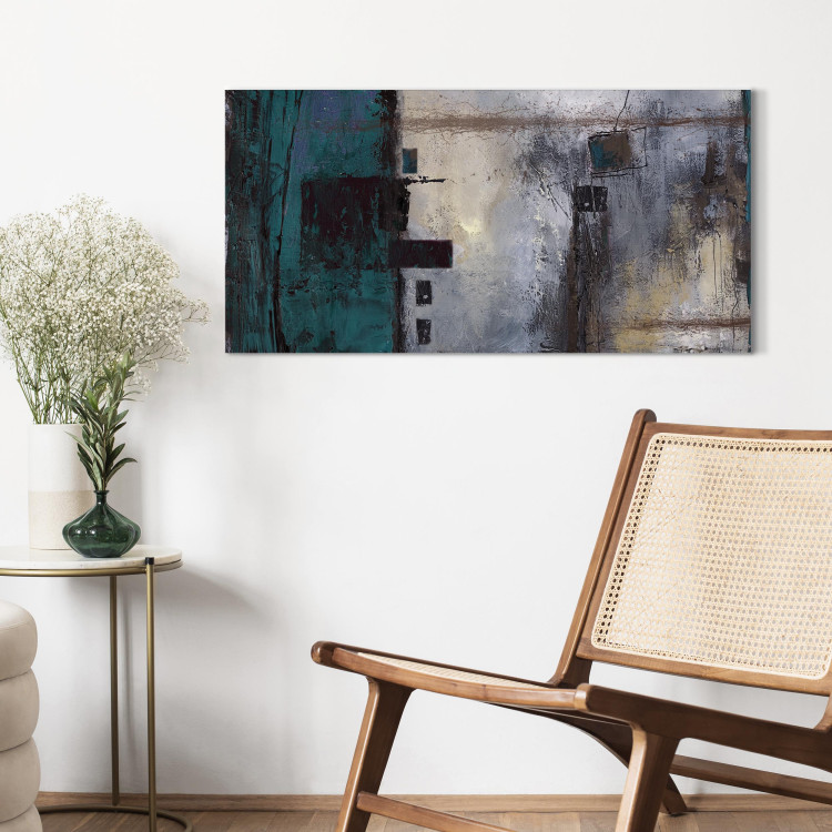 Canvas In Turquoise (1-piece) - abstract composition in shades of gray 46641 additionalImage 11