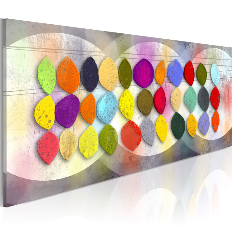 Canvas Parade of Colors (1-piece) - colorful abstraction with leaf designs 47041 additionalImage 2