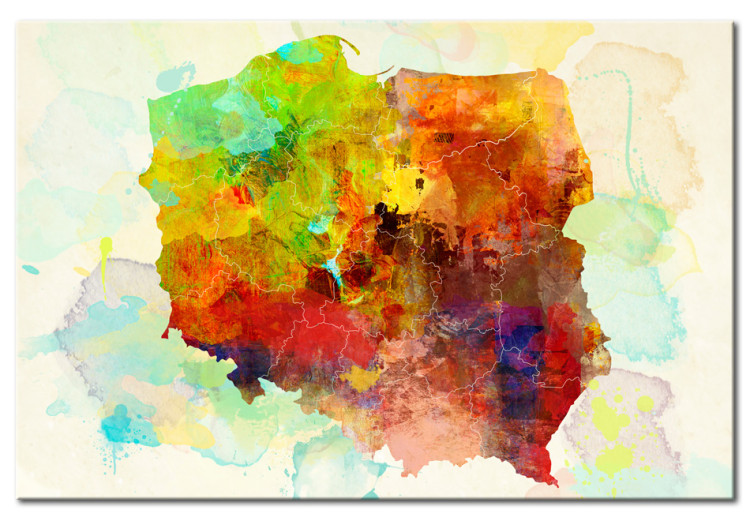 Canvas The map of Poland painted with water-colors 55441