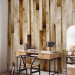 Photo Wallpaper Wooden Texture - Background pattern of light vertical wooden planks 61041