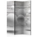 Room Divider Screen Spheres - illusion of abstract 3D shapes on a background of gray wooden planks 95241