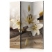 Room Separator Desert Garden - white lily flower with yellow hue on a background of ornaments 95541