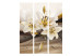 Room Separator Desert Garden - white lily flower with yellow hue on a background of ornaments 95541 additionalThumb 3