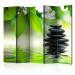 Room Divider Screen Tranquility II - black oriental stones against green leaves and water 97341