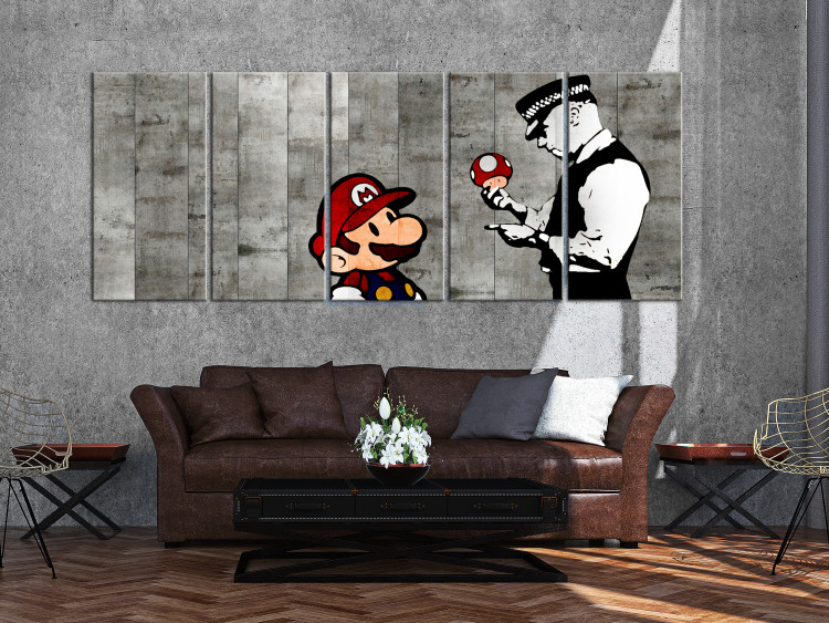 Canvas Art Print Super game - graffiti referring to the cult computer game 106251 additionalImage 3