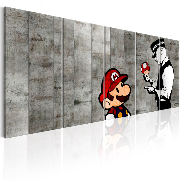 Canvas Art Print Super game - graffiti referring to the cult computer game 106251 additionalImage 2