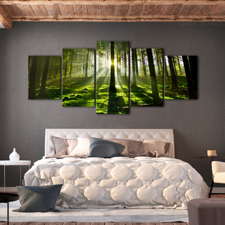 Canvas Peace of Mind (5-part) Wide - Forest Landscape with Nature's Charm 107251 additionalImage 3