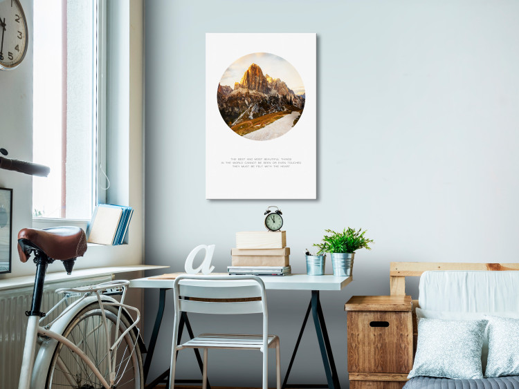 Canvas Print The soul of an explorer - alpine peaks with an inscription 114951 additionalImage 3