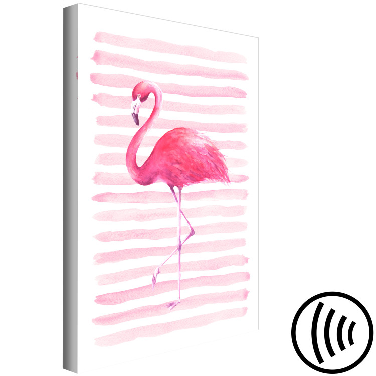 Canvas Art Print Flamingo in Pink Style (1-part) - Bird Against Bold Stripes 115251 additionalImage 6
