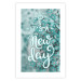 Poster It's a new day - turquoise composition with flowers and English text 116351 additionalThumb 25