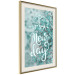 Poster It's a new day - turquoise composition with flowers and English text 116351 additionalThumb 2