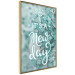 Poster It's a new day - turquoise composition with flowers and English text 116351 additionalThumb 14