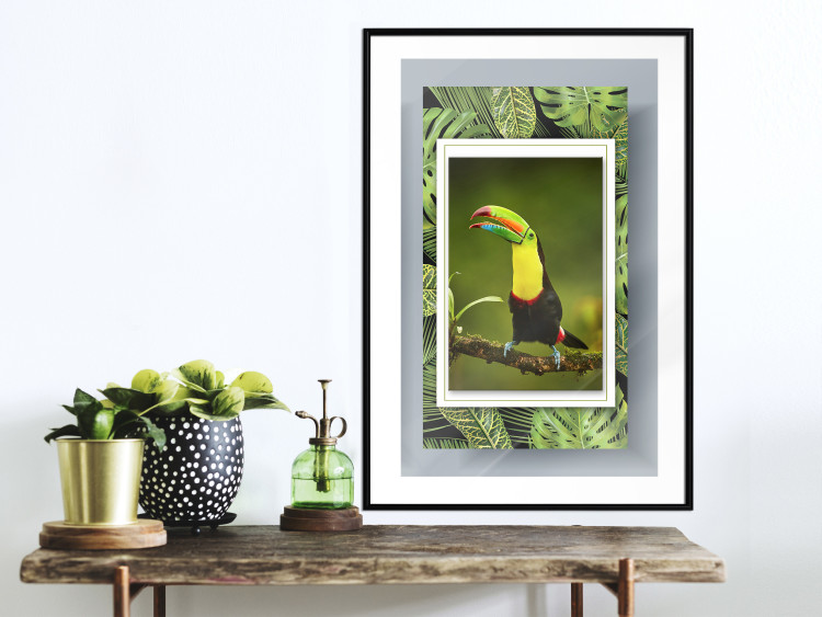 Poster Toucan - colorful bird sitting on a branch among tropical leaves 116451 additionalImage 4