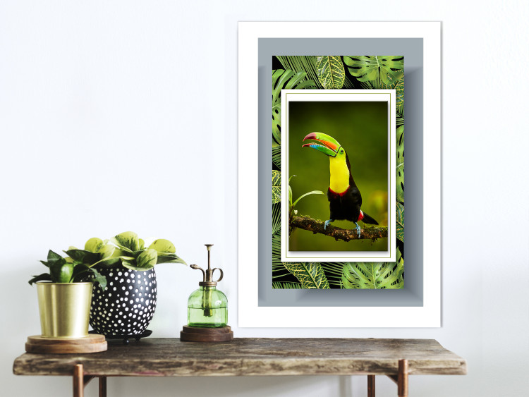 Poster Toucan - colorful bird sitting on a branch among tropical leaves 116451 additionalImage 2