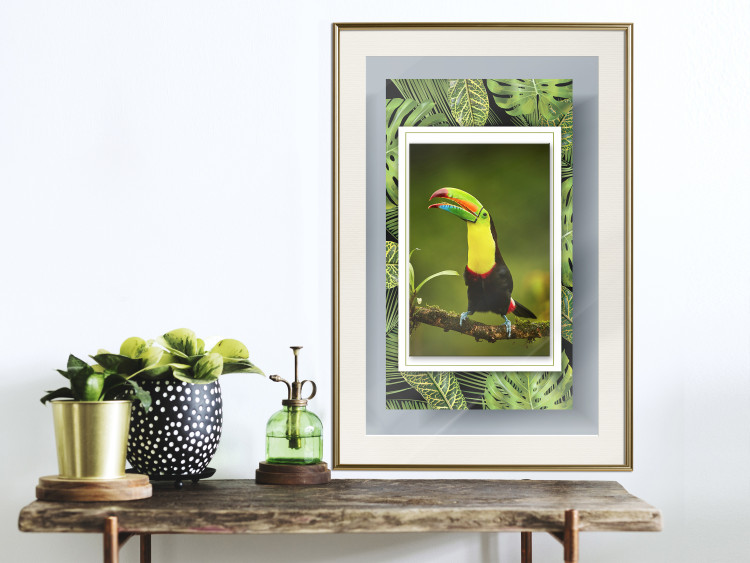 Poster Toucan - colorful bird sitting on a branch among tropical leaves 116451 additionalImage 21