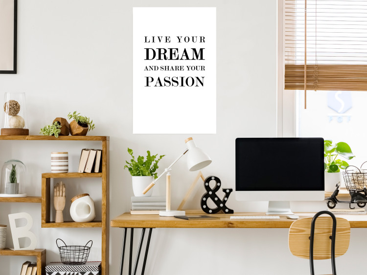 Poster Live your dream and share your passion - black and white pattern with texts 117351 additionalImage 17