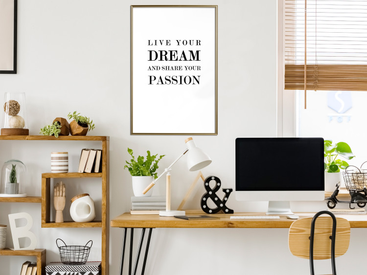 Poster Live your dream and share your passion - black and white pattern with texts 117351 additionalImage 13