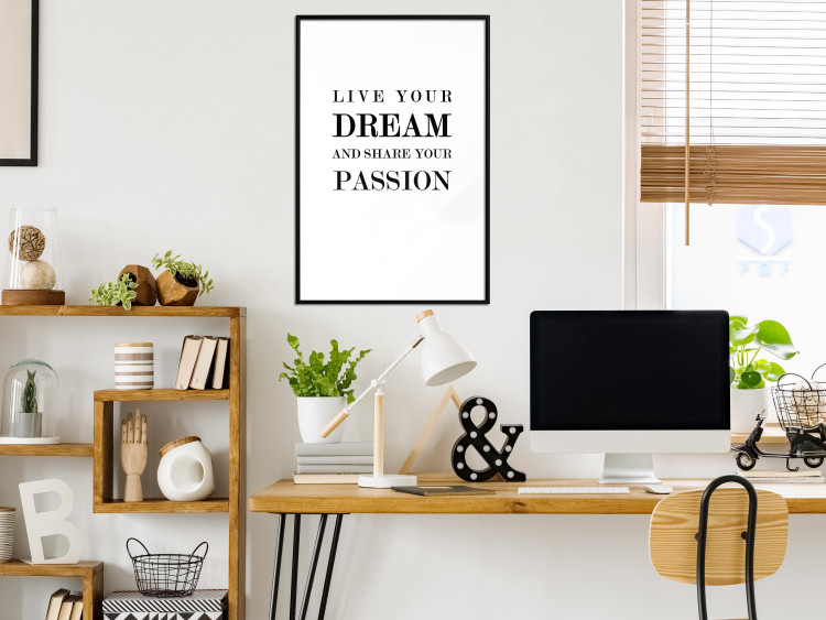 Poster Live your dream and share your passion - black and white pattern with texts 117351 additionalImage 4