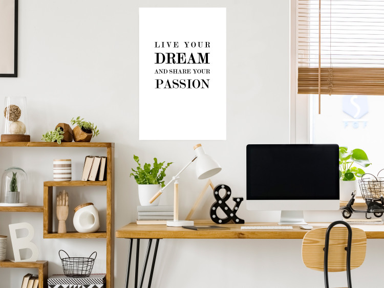 Poster Live your dream and share your passion - black and white pattern with texts 117351 additionalImage 2