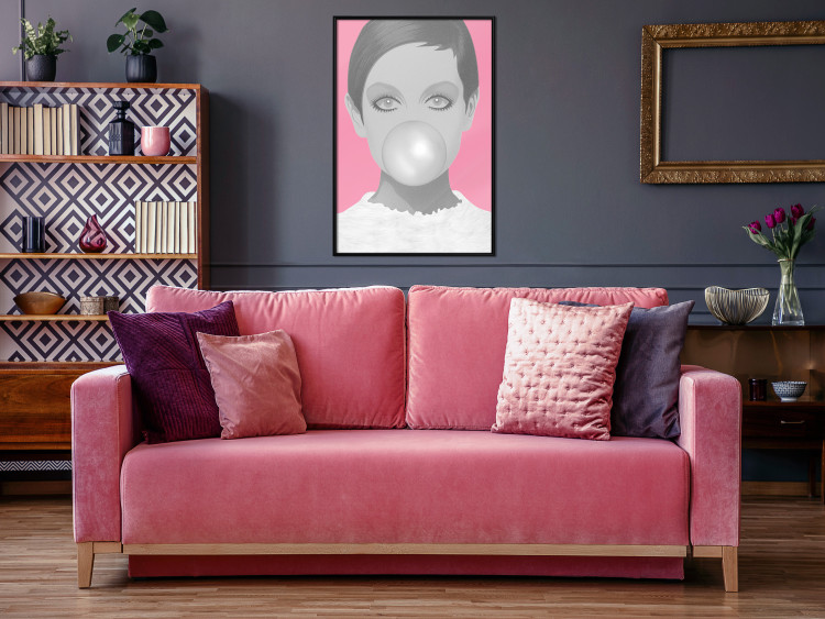 Poster Bubble Gum - unique composition with a woman's portrait on a pink background 117551 additionalImage 14