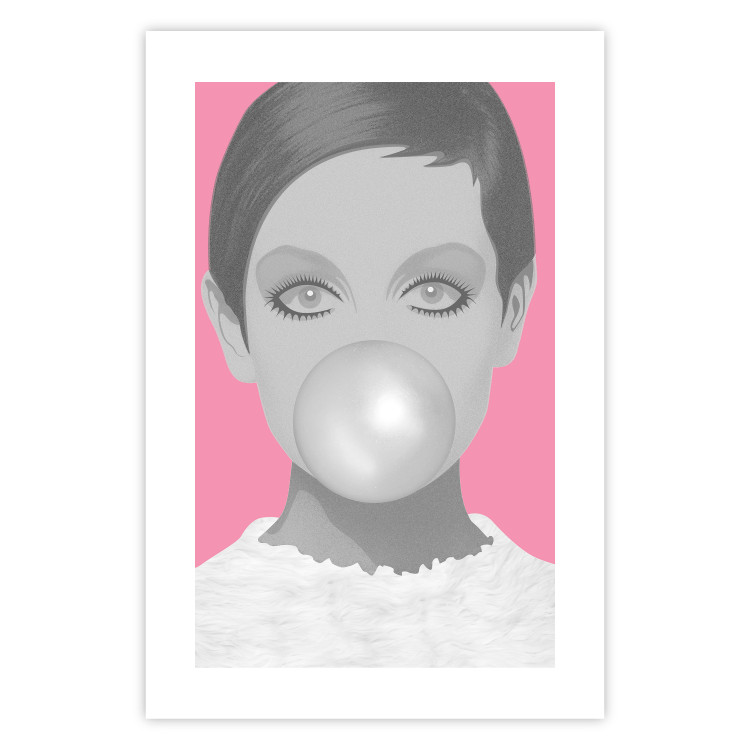Poster Bubble Gum - unique composition with a woman's portrait on a pink background 117551 additionalImage 25