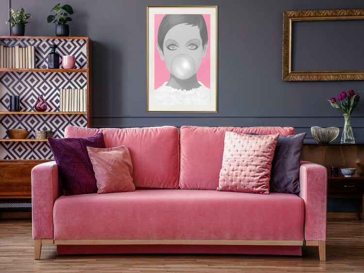 Poster Bubble Gum - unique composition with a woman's portrait on a pink background 117551 additionalImage 21