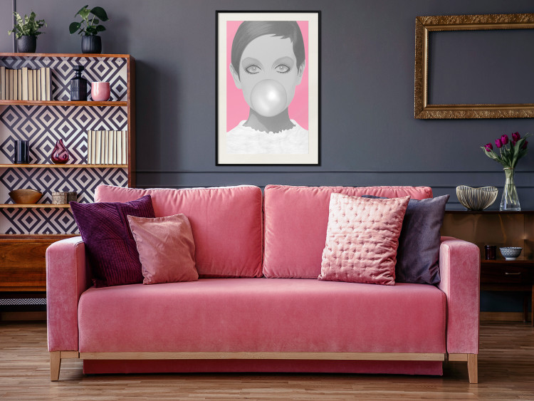 Poster Bubble Gum - unique composition with a woman's portrait on a pink background 117551 additionalImage 22
