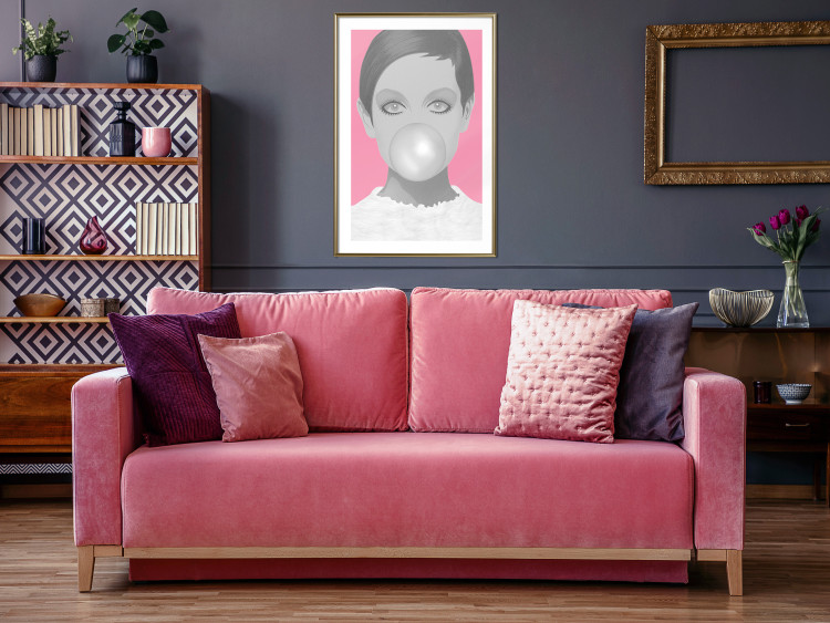 Poster Bubble Gum - unique composition with a woman's portrait on a pink background 117551 additionalImage 13