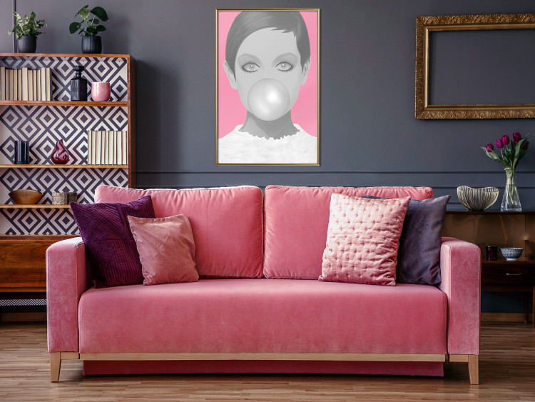 Poster Bubble Gum - unique composition with a woman's portrait on a pink background 117551 additionalImage 9