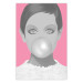 Poster Bubble Gum - unique composition with a woman's portrait on a pink background 117551