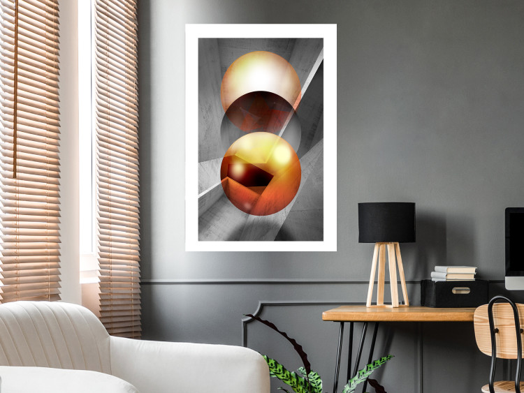 Wall Poster Newton's Pendulum - modern geometric composition in golden spheres 119251 additionalImage 6
