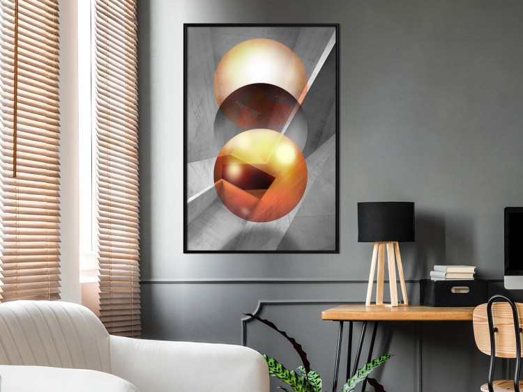 Wall Poster Newton's Pendulum - modern geometric composition in golden spheres 119251 additionalImage 7