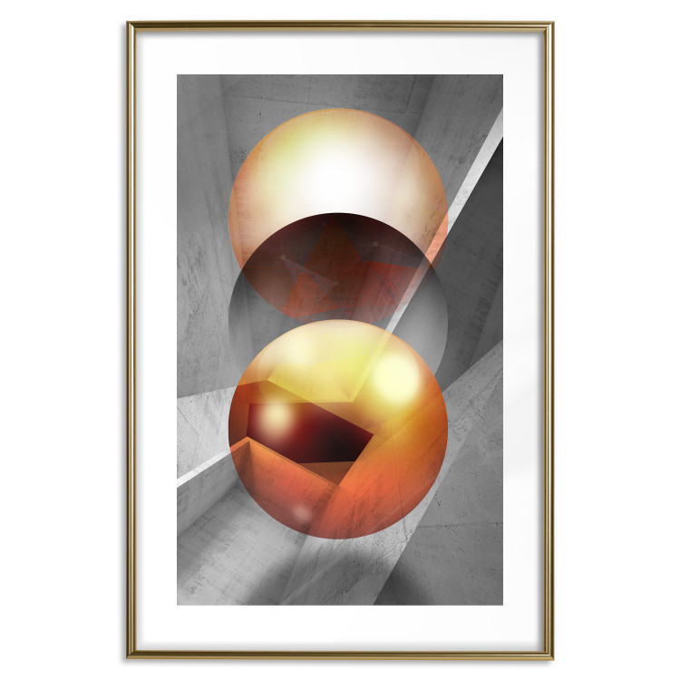 Wall Poster Newton's Pendulum - modern geometric composition in golden spheres 119251 additionalImage 14