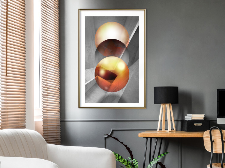 Wall Poster Newton's Pendulum - modern geometric composition in golden spheres 119251 additionalImage 13