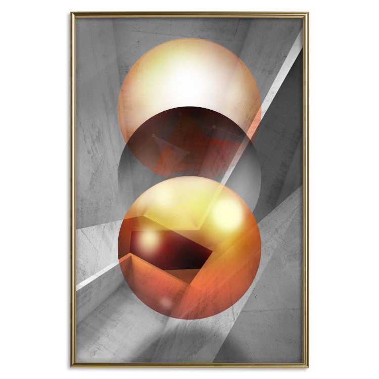 Wall Poster Newton's Pendulum - modern geometric composition in golden spheres 119251 additionalImage 16