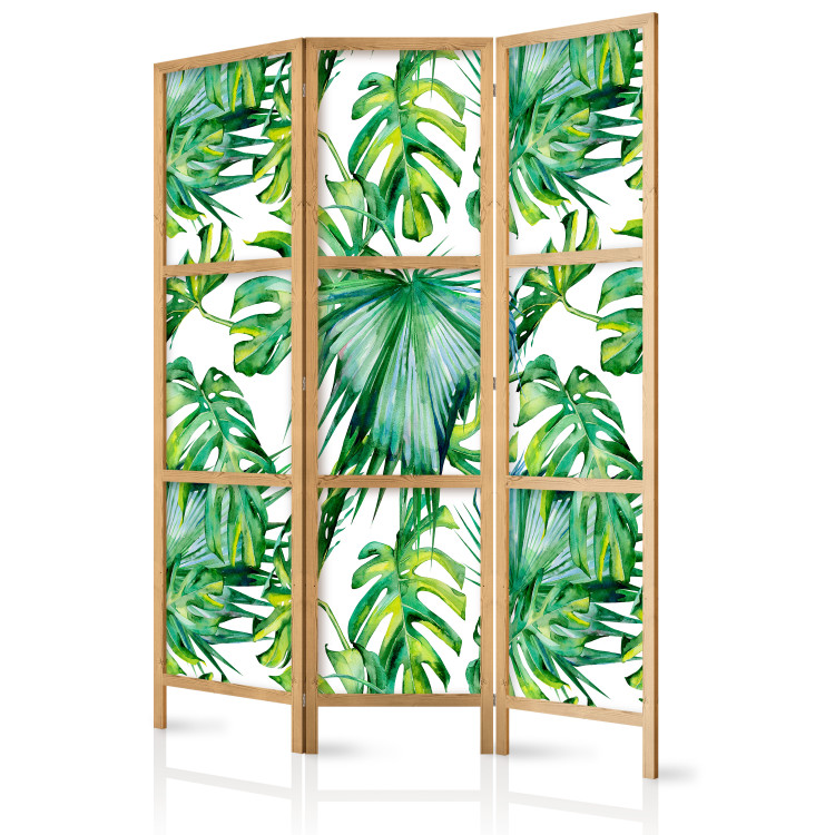 Room Divider Screen Jungle Leaves (3-piece) - pattern of tropical plants on a light background 124251 additionalImage 5