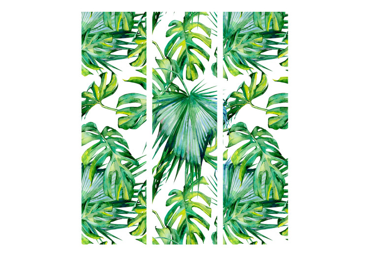 Room Divider Screen Jungle Leaves (3-piece) - pattern of tropical plants on a light background 124251 additionalImage 7