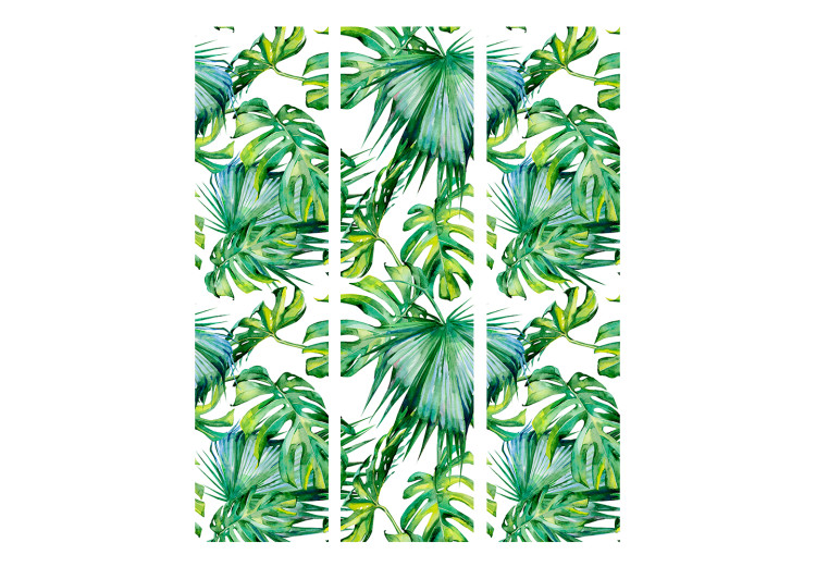 Room Divider Screen Jungle Leaves (3-piece) - pattern of tropical plants on a light background 124251 additionalImage 3