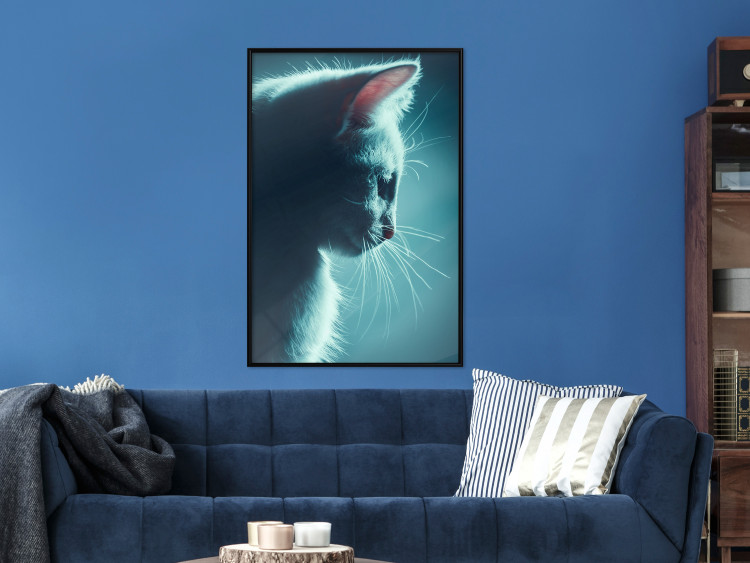 Poster Night Wanderer - portrait of a cat in winter night blue lighting 124451 additionalImage 3