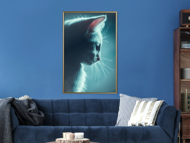Poster Night Wanderer - portrait of a cat in winter night blue lighting 124451 additionalImage 5