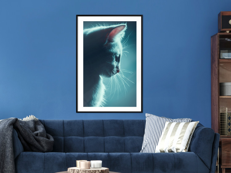 Poster Night Wanderer - portrait of a cat in winter night blue lighting 124451 additionalImage 4