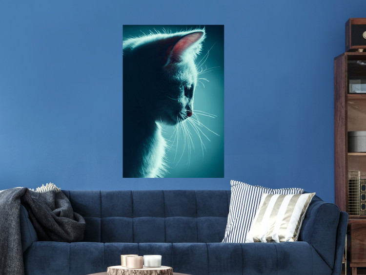 Poster Night Wanderer - portrait of a cat in winter night blue lighting 124451 additionalImage 17