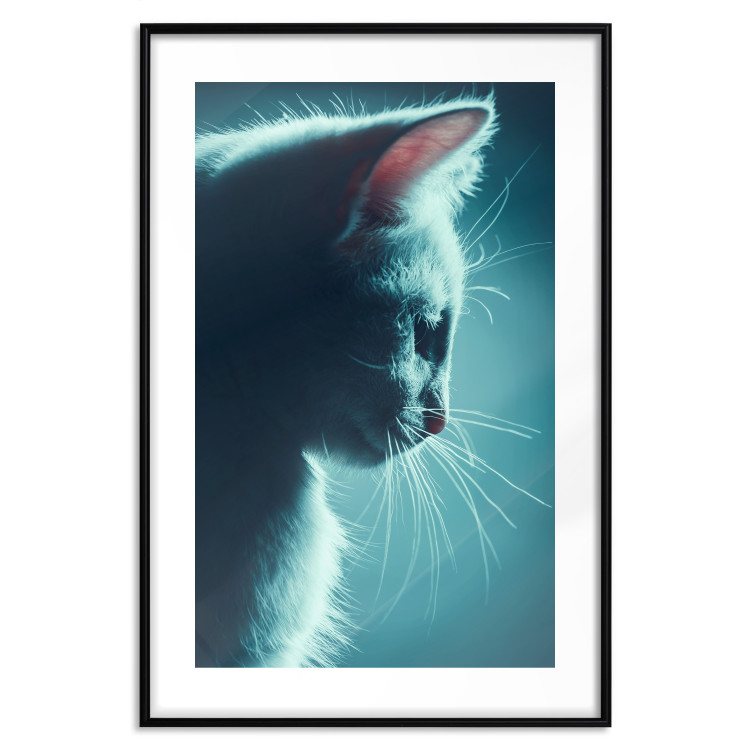 Poster Night Wanderer - portrait of a cat in winter night blue lighting 124451 additionalImage 15